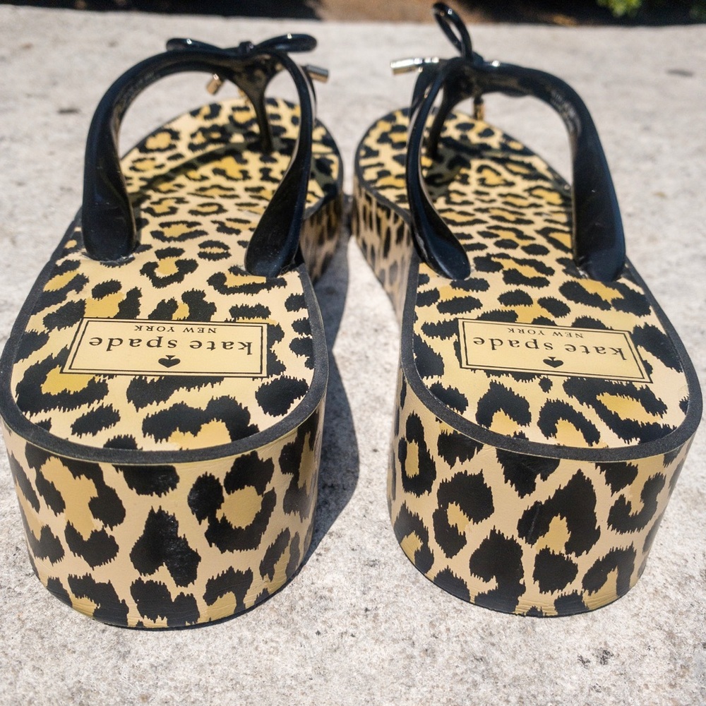 Kate Spade Cheetah Platform Sandals Black/Yellow - Picture 5 of 6